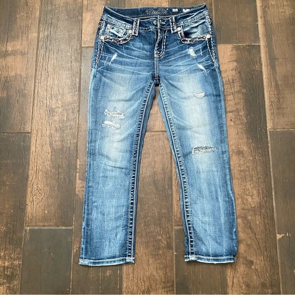 Miss Me Distressed Mid-Rise Cropped Jeans 26 - Picture 2 of 7